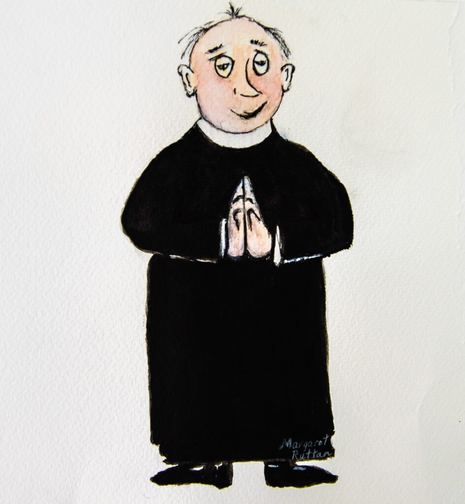  Watercolour by Margaret Ruttan - "The Tipsy Vicar" 